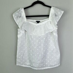 Ann Taylor White Ruffled Sleeveless Blouse